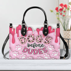 3D Inflated | Dogs Before Dudes - Leather Handbag