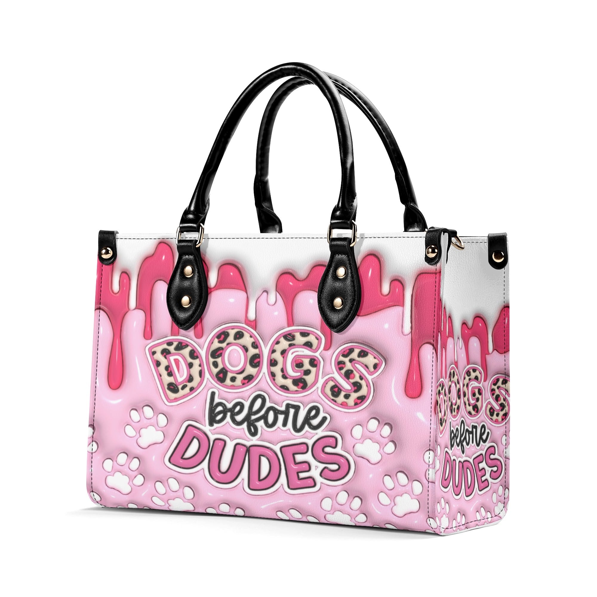 3D Inflated | Dogs Before Dudes - Leather Handbag