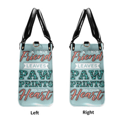 3D Inflated | Paw Prints On Heart - Personalized Leather Handbag