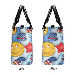 3D Inflated | Retro Patriotic Smiley - Leather Handbag