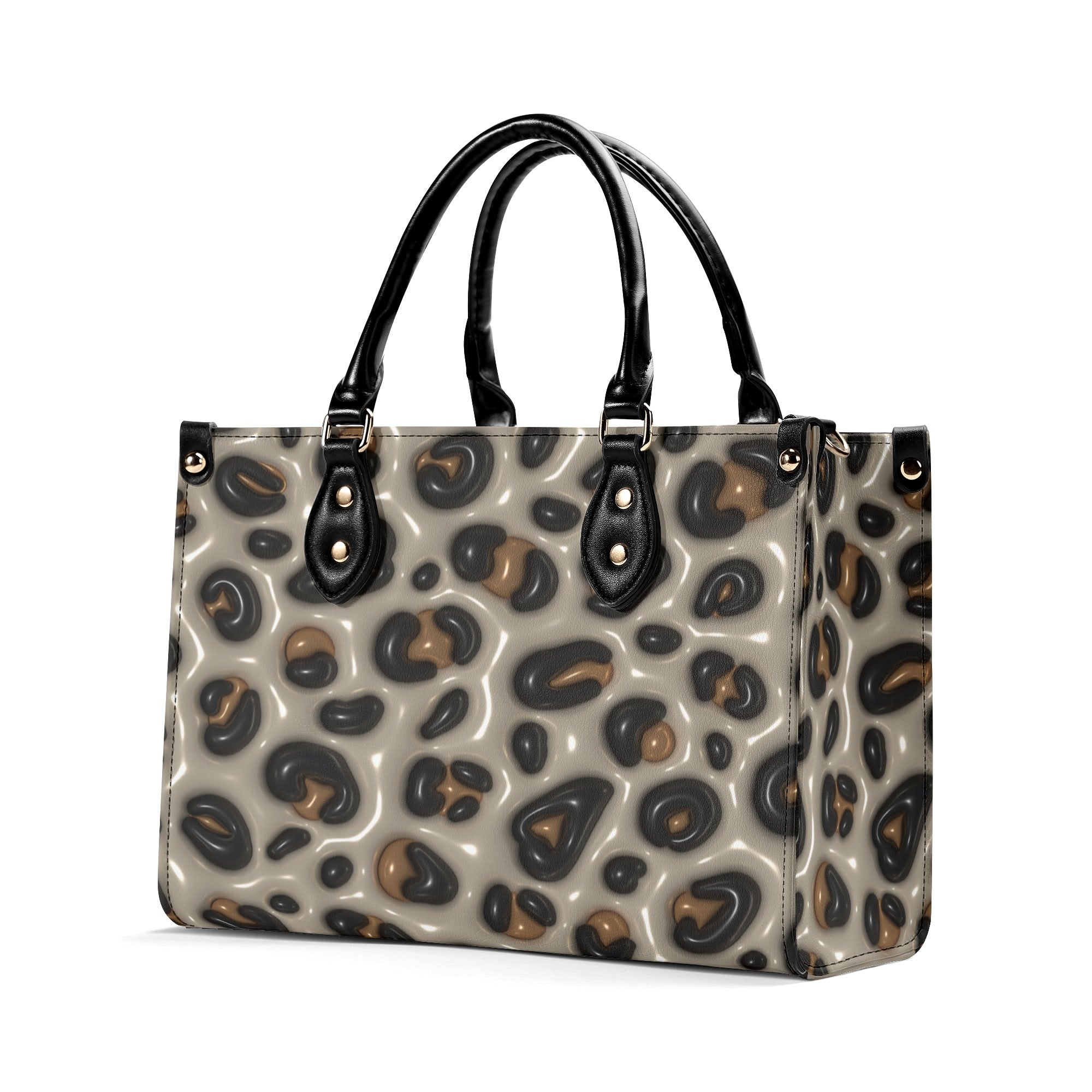 3D Inflated | Leopard Print - Leather Handbag