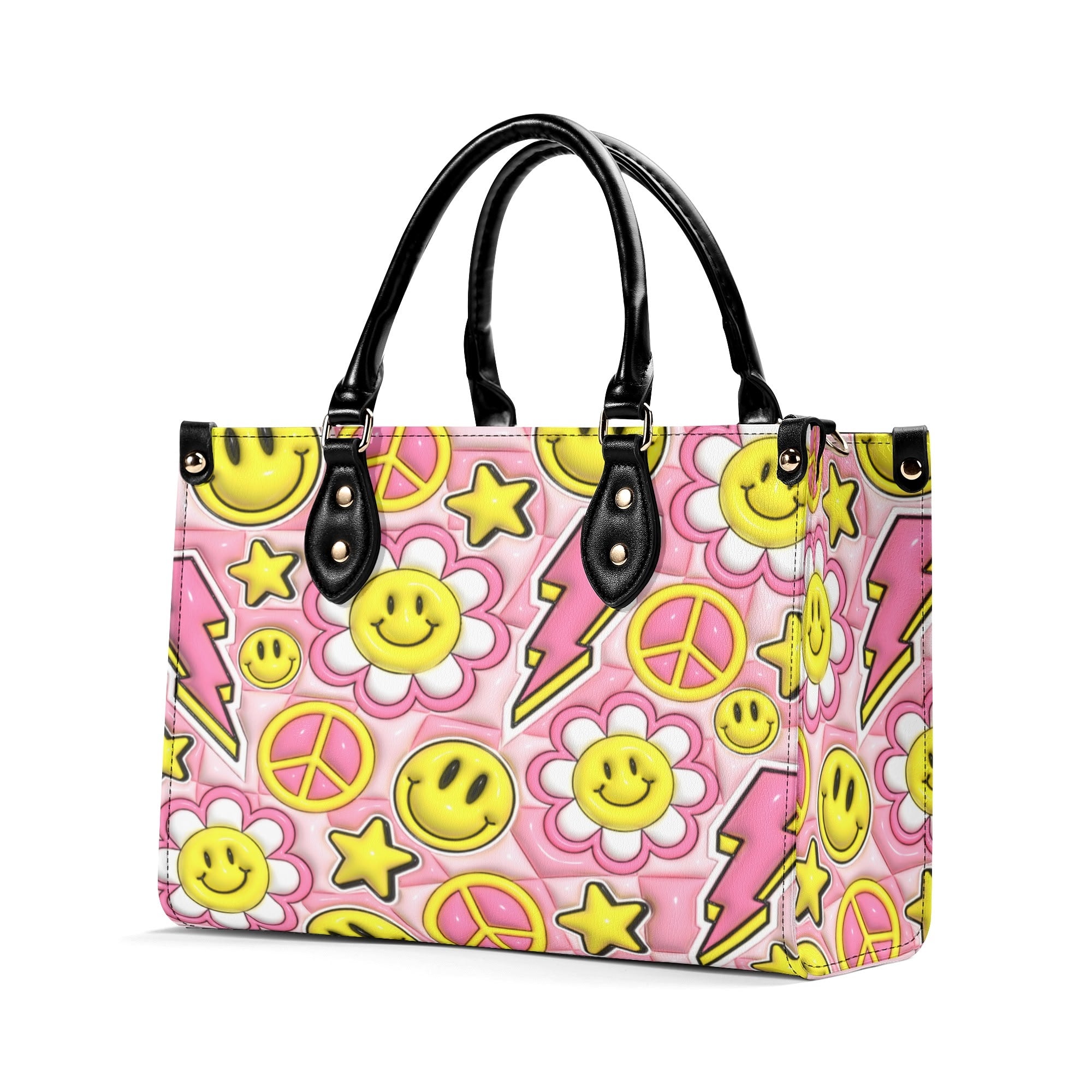 3D Inflated | Groovy Pink - Leather Handbag