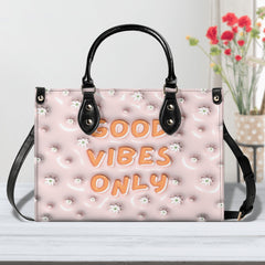 3D Inflated | Good Vibes Only Daisies - Leather Handbag