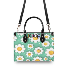 3D Inflated | Daisies - Personalized Leather Handbag