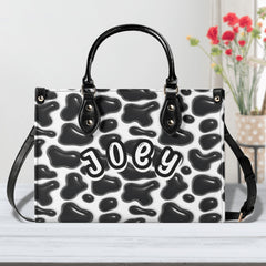 3D Inflated | Cow Print - Personalized Leather Handbag