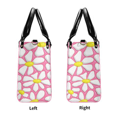 3D Inflated | Abstract Daisies - Leather Handbag