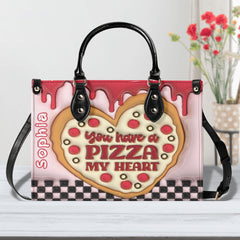 3D Inflated | You have a pizza my heart - Leather Handbag