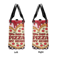 3D Inflated | You have a pizza my heart - Leather Handbag