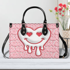 3D Inflated | Melting heart smiley - Leather Handbag