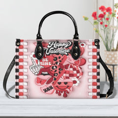 3D Inflated | Happy Valentine Retro - Leather Handbag