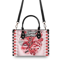 3D Inflated | Happy Valentine Retro - Leather Handbag