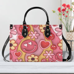 3D Inflated | Retro Valentine - Leather Handbag