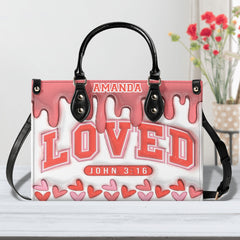 3D Inflated | Loved John 3-16 - Personalized Leather Handbag