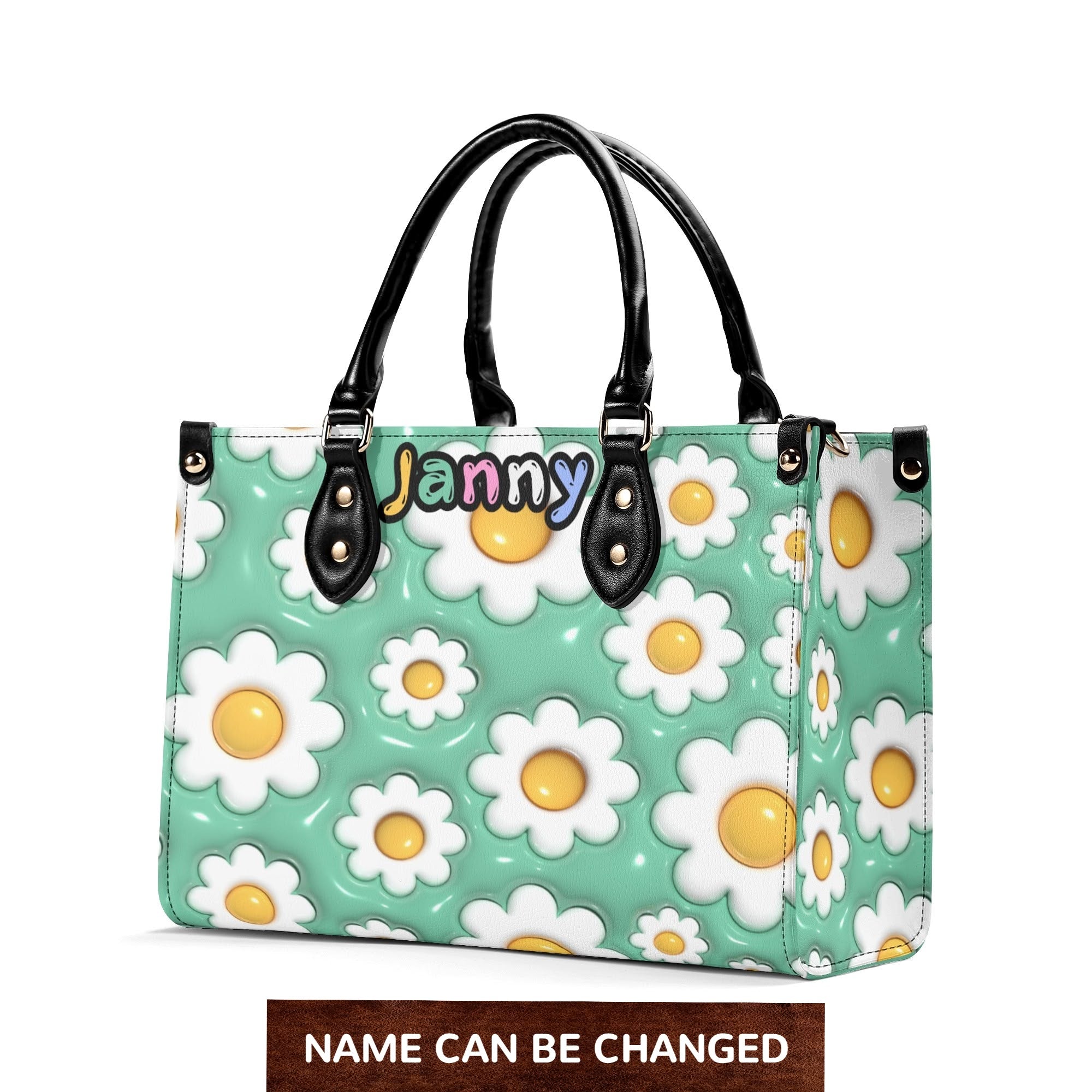 3D Inflated | Daisies - Personalized Leather Handbag