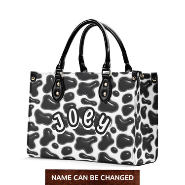 3D Inflated | Cow Print - Personalized Leather Handbag