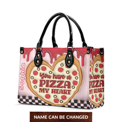 3D Inflated | You have a pizza my heart - Leather Handbag